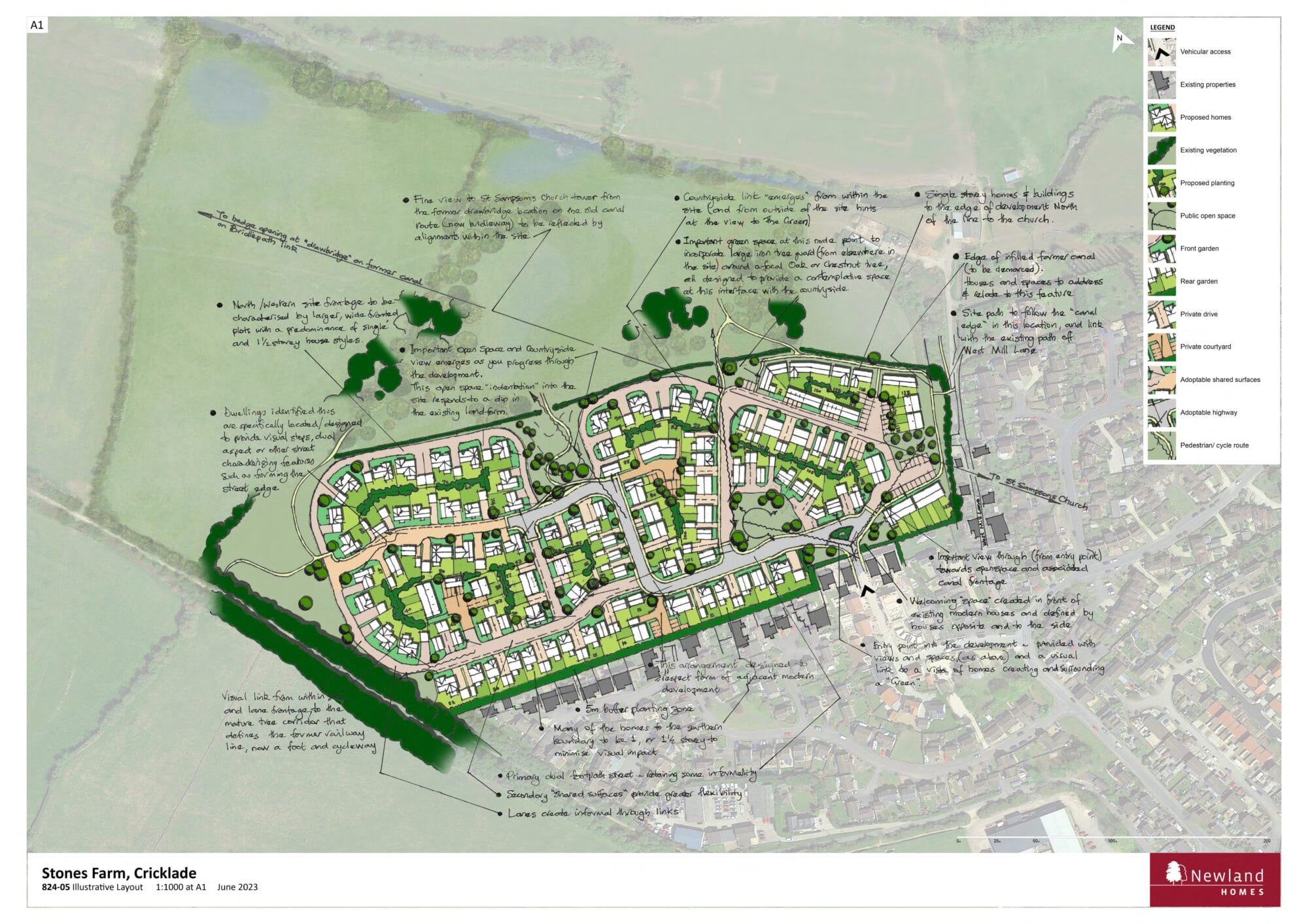 Illustrative layout of proposed forthcoming homes at Stones Farm Cricklade