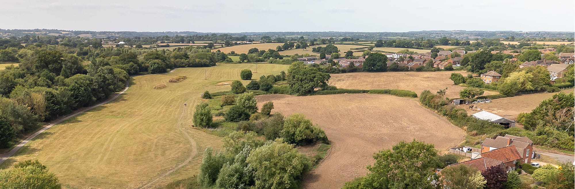 Aerial shot of local countryside around Frome Road, Trowbridge