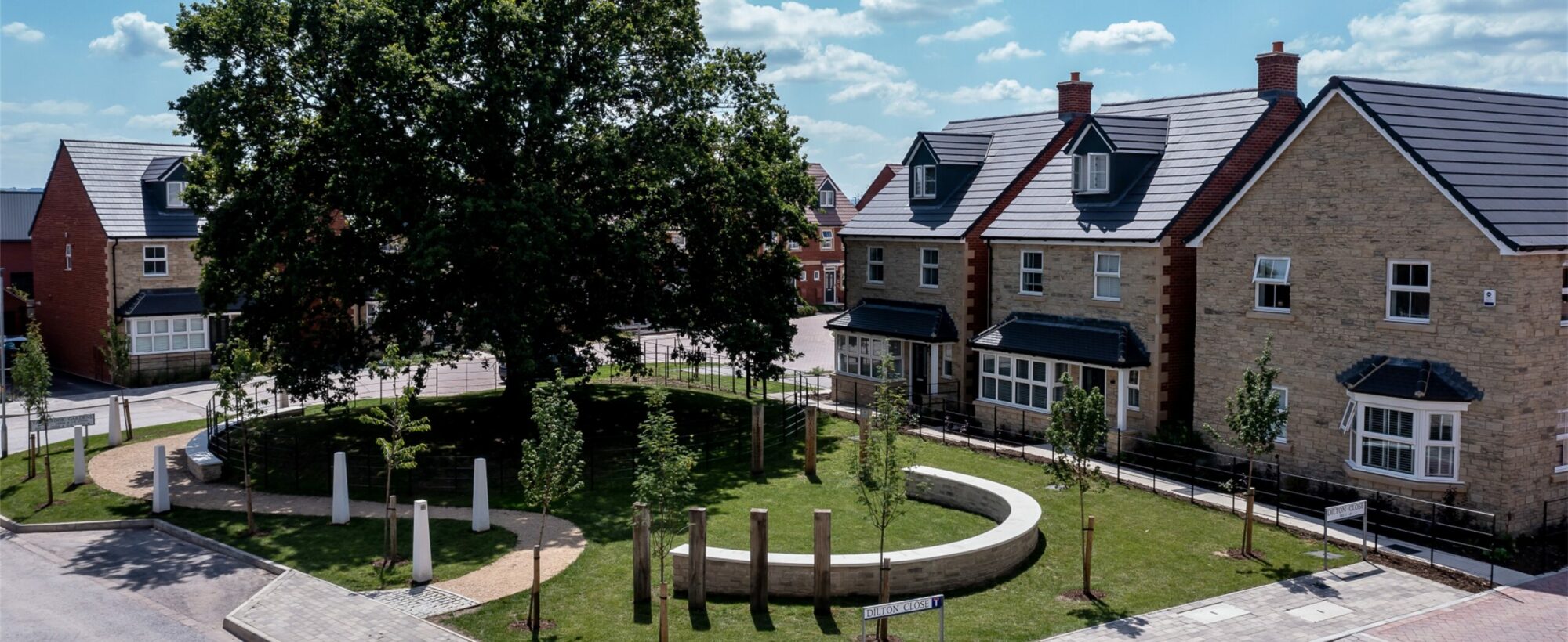 Central open space at the heart of the development at Newland Place in Trowbridge