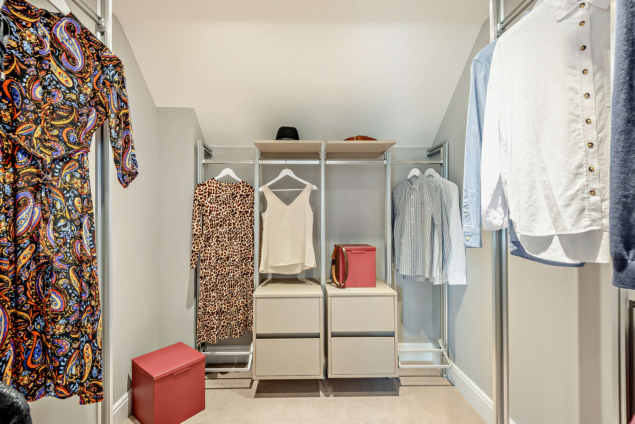 Contemporary dressing room and wardrobe fit outs