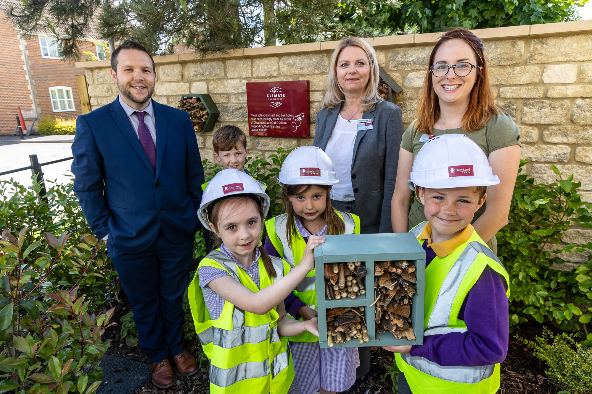Bee hotels made by children at Chapmanslade primary school